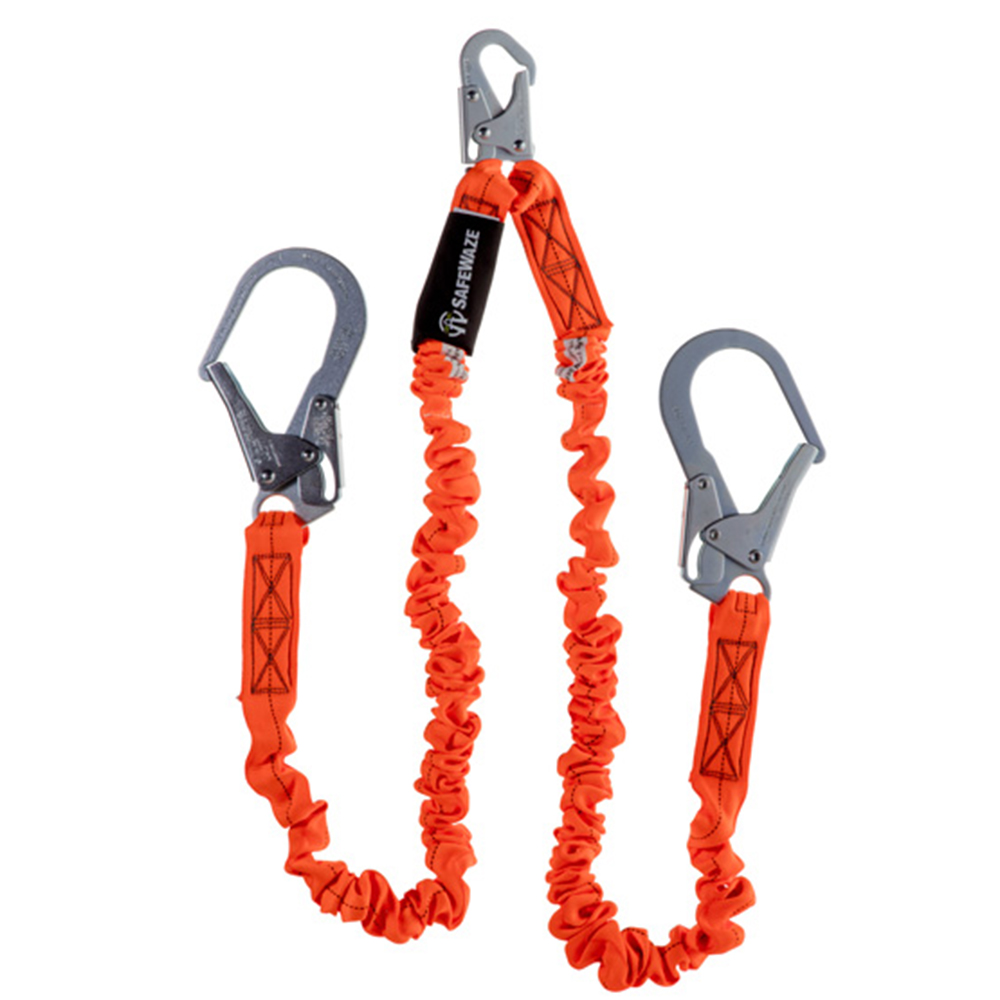 Safewaze V-Line 6 Foot Low-Profile Twin Leg Lanyard with Pelican Hooks ...