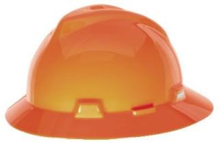 MSA V-Gard Slotted Full-Brim Hi-Viz Orange Hard Hat with Fas-Trac III Suspension