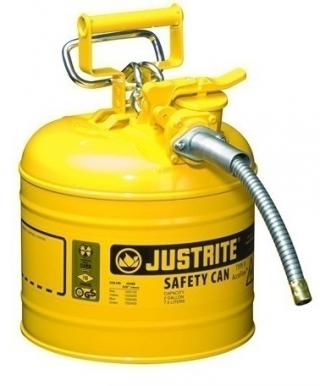 Justrite Type 2 AccuFlow Steel Safety Can 5/8 Inch Hose - 2 Gal