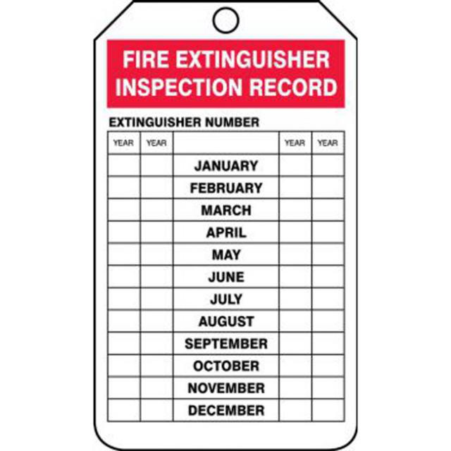 Accuform OSHA Fire Extinguisher Tags Fire Extinguisher Inspection ...