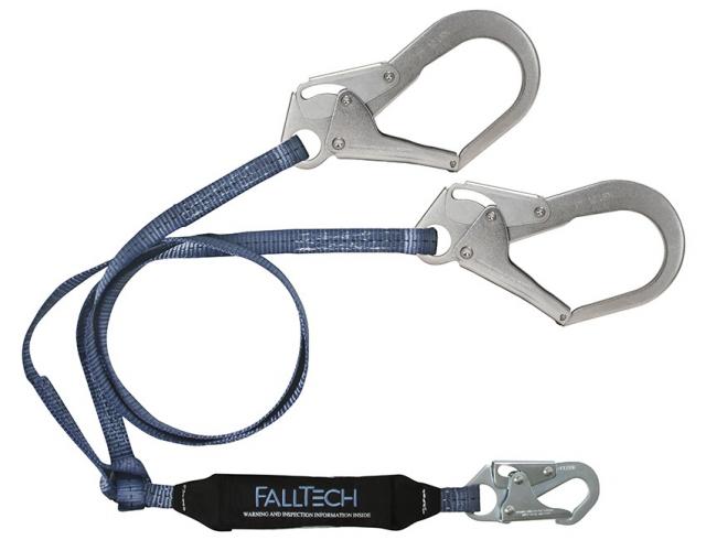 FallTech ViewPack Twin Leg Lanyard with Steel Rebar Hooks - GME Supply