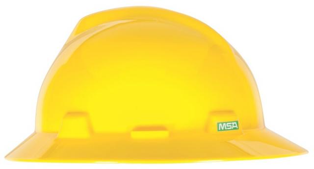 MSA V Gard Protective Full Brim Hard Hat With Fas Trac Ratchet Suspension GME Supply