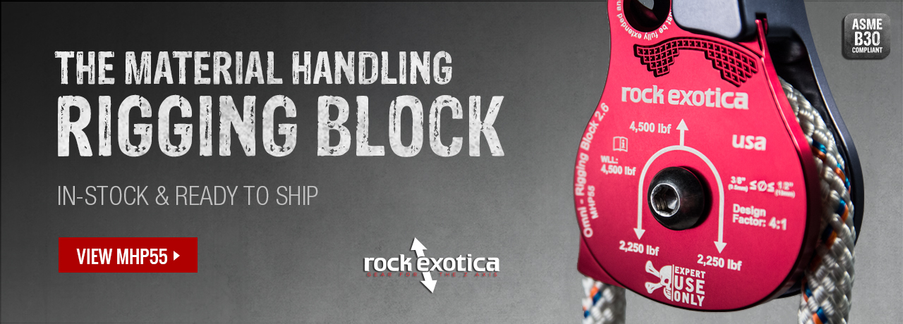 Rock Exotica MHP55 omni-block 2.6 inch rigging pulley / material handling block at GME Supply
