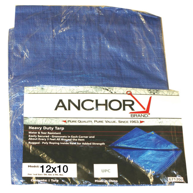 Anchor Brand 10 foot by 12 foot Polyethylene Blue Tarp from GME Supply