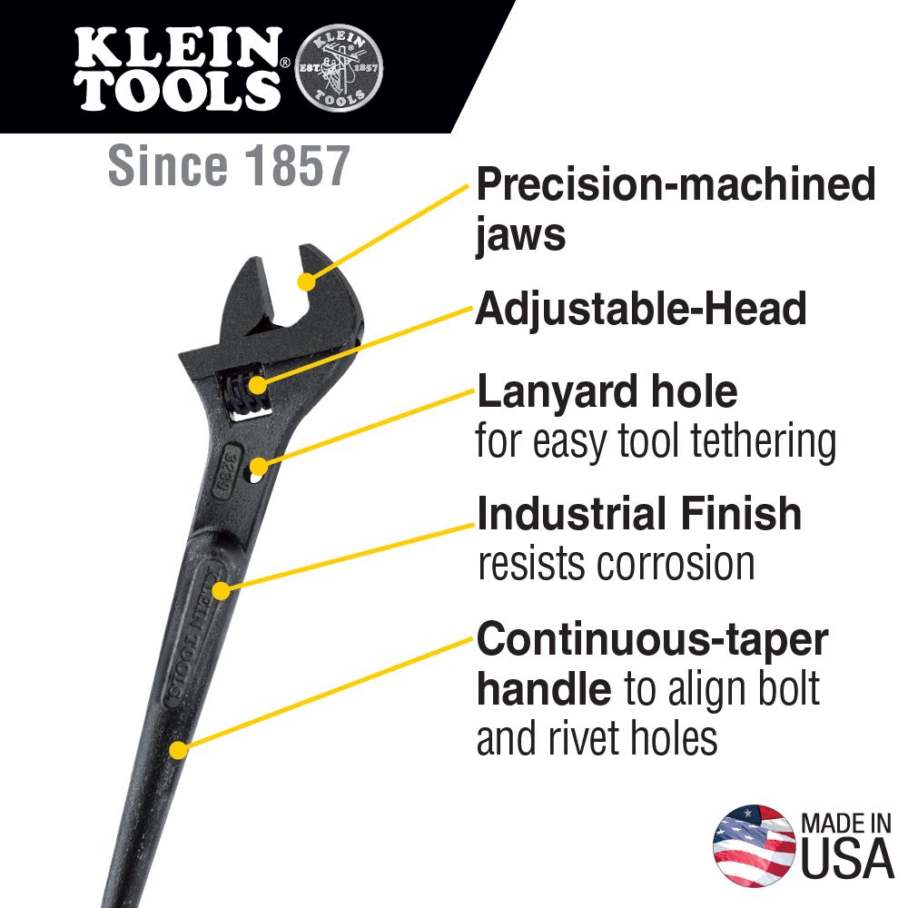 Klein Tools 3239 16 Inch Adjustable Head Construction Spud Wrench from GME Supply