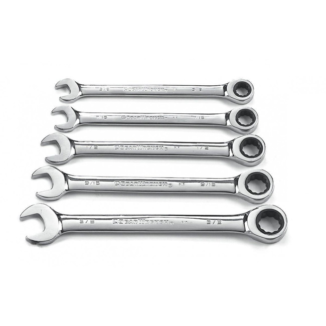 GearWrench 5 Piece 12 Point Ratcheting Combination SAE Wrench Set from GME Supply