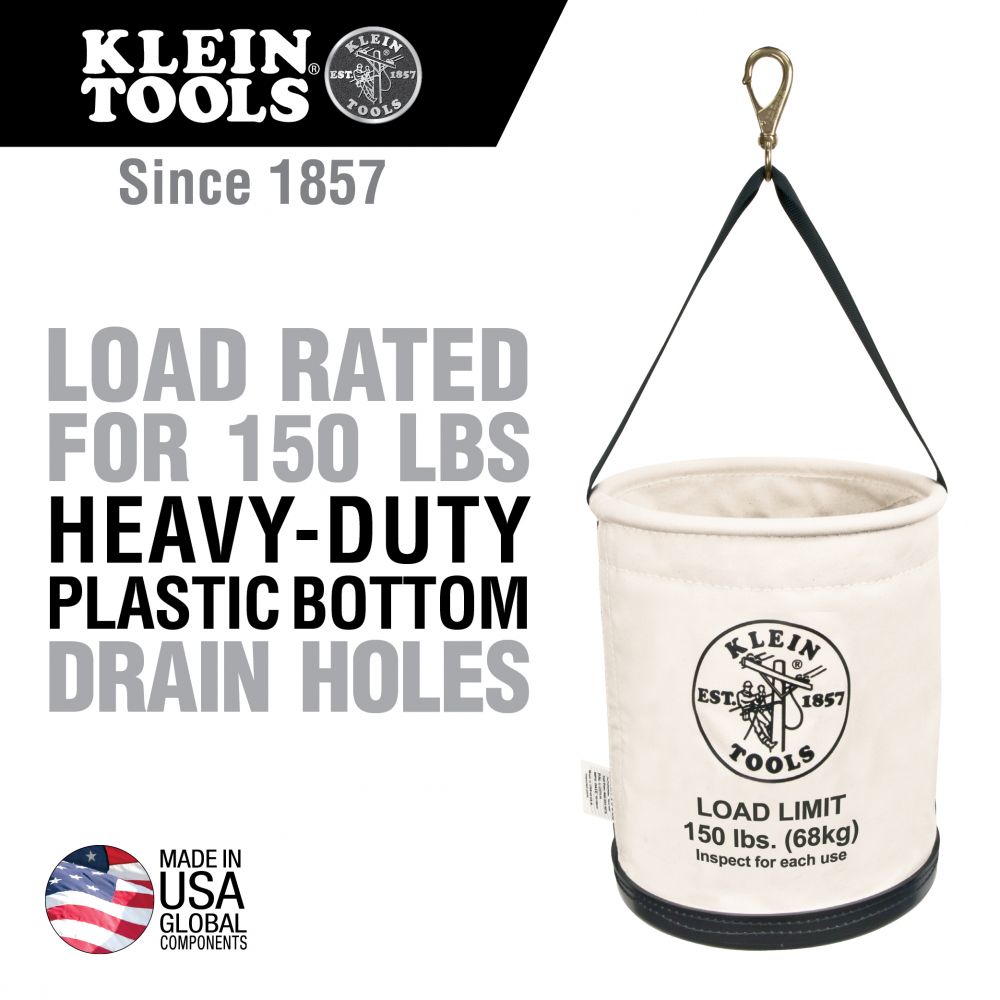 Klein Tools 12 Inch 5109SLR 150 lb All-Purpose Canvas Work Bucket from GME Supply