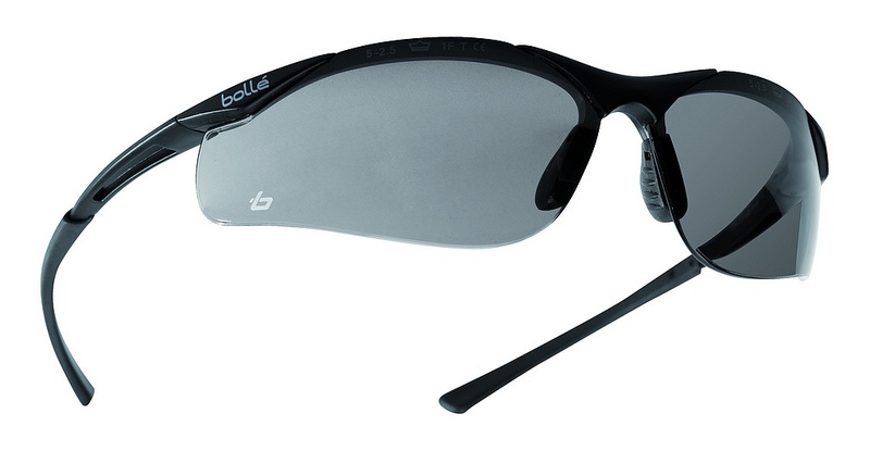 Bolle Contour Safety Glasses with Smoke Lens and Dark Gunmetal Frame from GME Supply