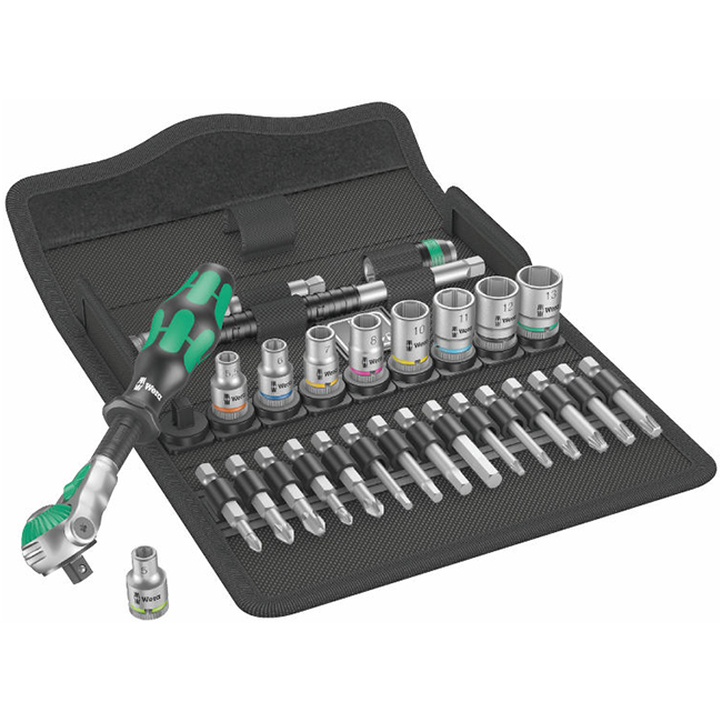 Wera Tools 8100 SA 6 Zyklop Speed Ratchet Set, 1/4 Inch Drive, Metric, 28 Pieces from GME Supply