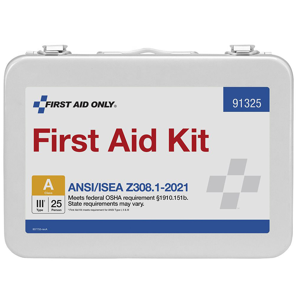 First Aid Only ANSI A 25 Person Metal ANSI 2021 Compliant First Aid Kit ...