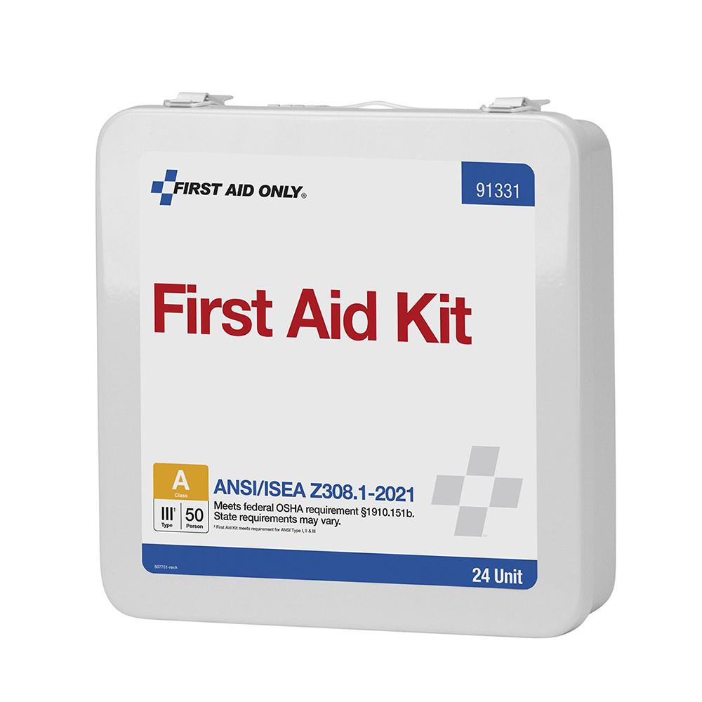 First Aid Only ANSI A 50 Person 24 Unit Metal ANSI 2021 Compliant First ...