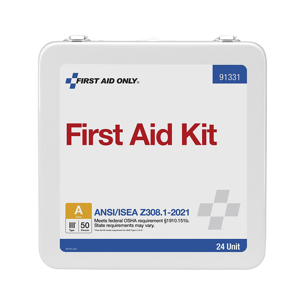 First Aid Only ANSI A 50 Person 24 Unit Metal ANSI 2021 Compliant First ...