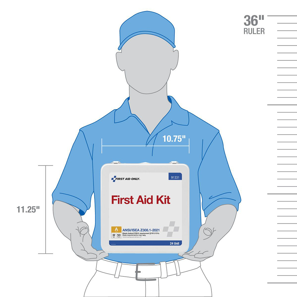 First Aid Only ANSI A 50 Person 24 Unit Metal ANSI 2021 Compliant First ...