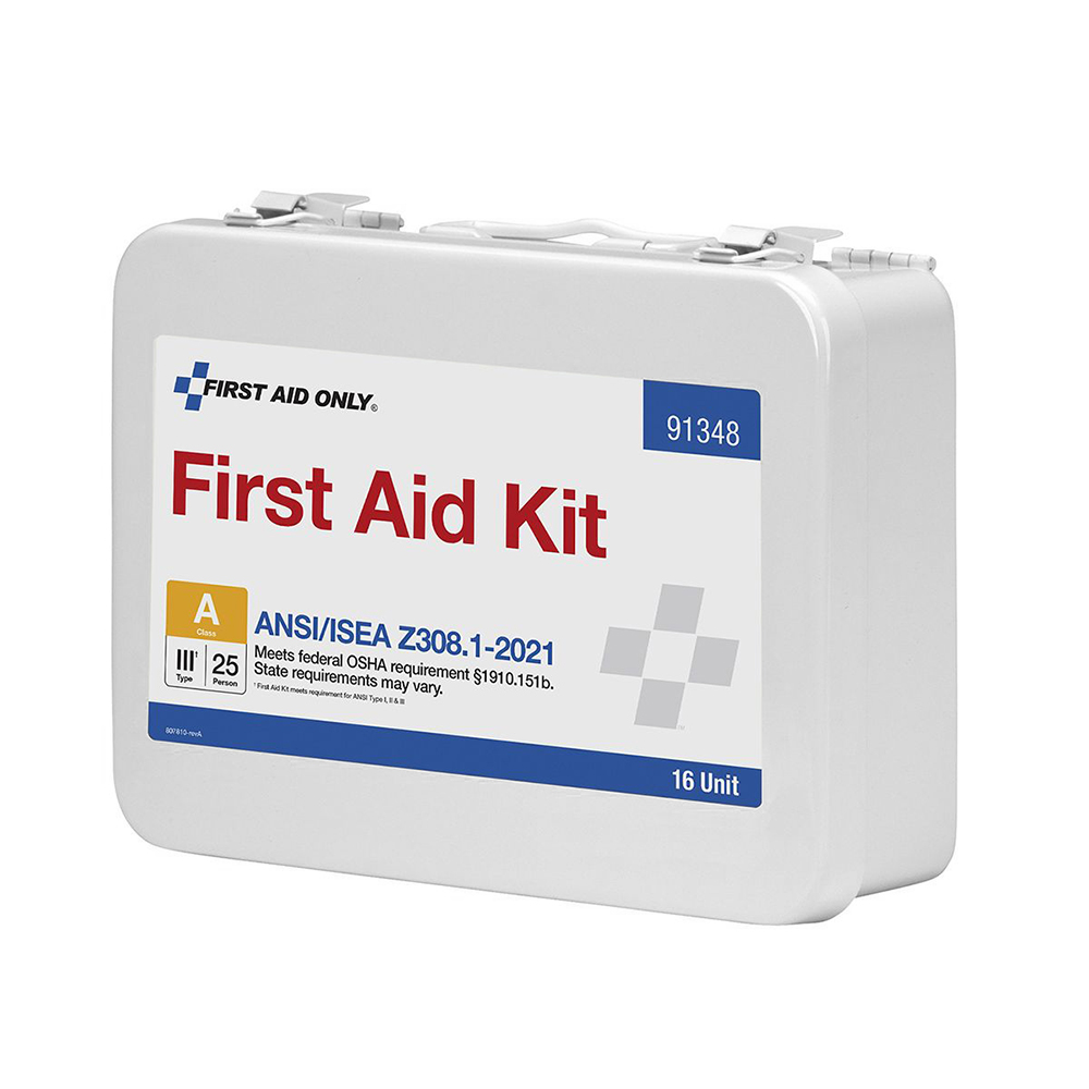 First Aid Only ANSI A 25 Person 16 Unit Metal ANSI 2021 Compliant First Aid Kit - GME Supply