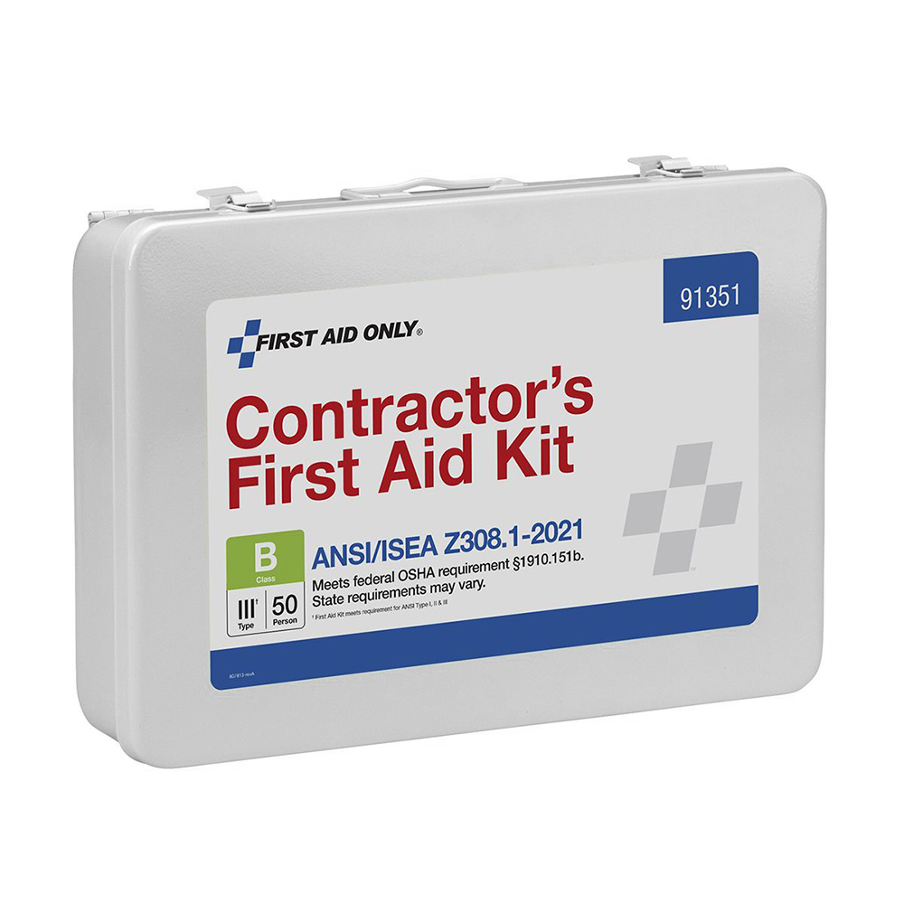 First Aid Kit: 25-Person Contractor Class A ANSI Z308.1-2021