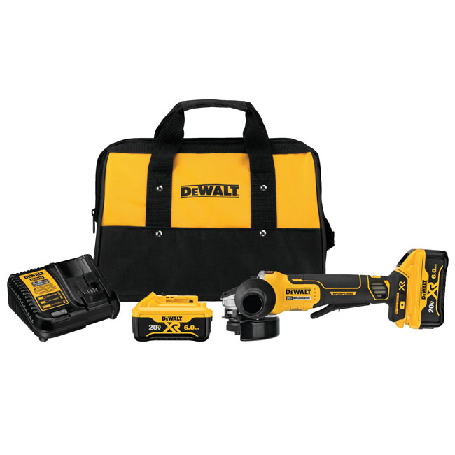 DeWALT 20V MAX XR 4.5 Inch Paddle Switch Small Angle Grinder Kit with Kickback Brake from GME Supply