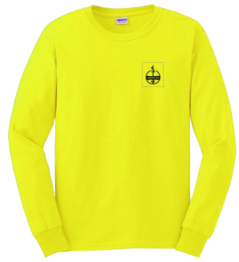 Custom Company Logo Hi-Vis Yellow Long Sleeve T-Shirt from GME Supply