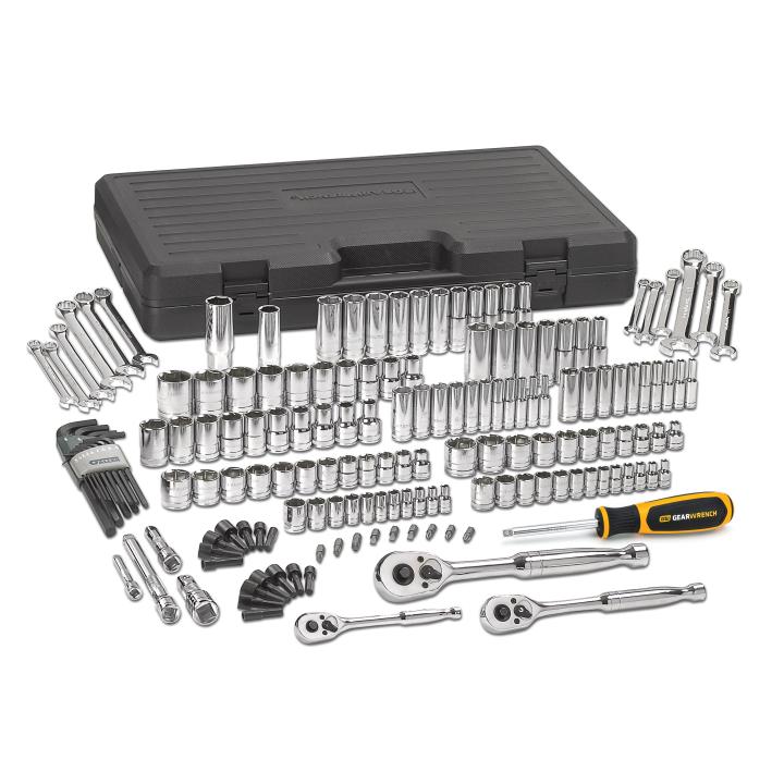 GearWrench 165 Piece 1/4, 3/8, and 1/2 Inch Drive Mechanics Tool Set from GME Supply