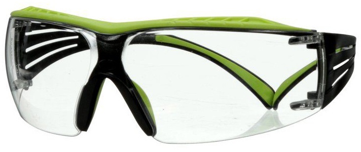 3m Securefit 400 Series Sf401xas Safety Glasses With Green Black Temples And Clear Anti Scratch