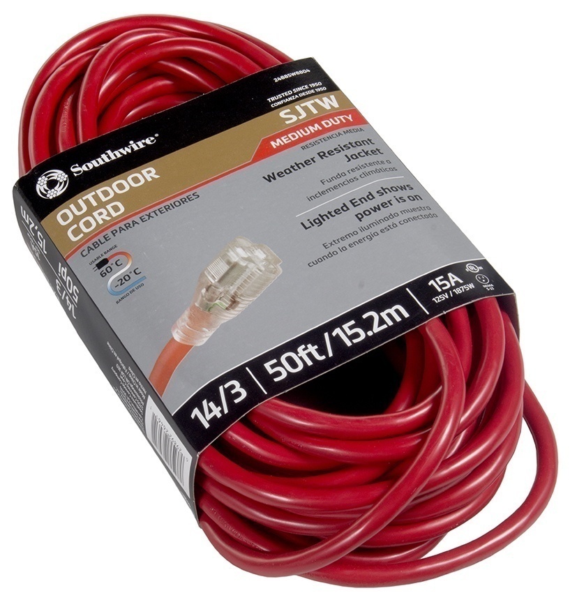 Southwire Outdoor Extension Cord 14/3 SJTW 125V 15A from GME Supply