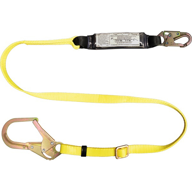 French Creek 1 Inch Web Shock Absorbing Six Foot Lanyard with Snap Hooks and 2.5 Inch Rebar from GME Supply