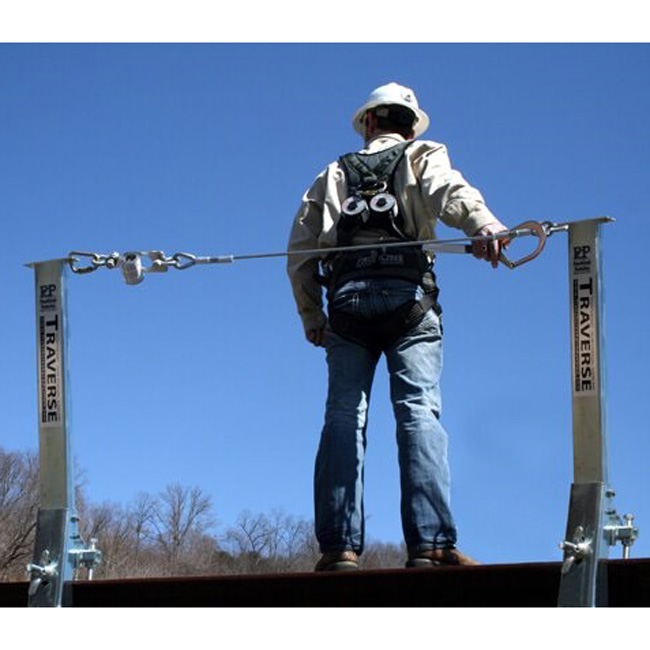 French Creek 120 Foot Traverse Horizontal Lifeline System with Steel Base from GME Supply